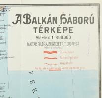 1912 A Balkán-háború térképe, 1:800.000, tervezte és rajzolta: Kogutowicz Manó, Bp., Földrajzi Intéz...