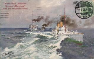 German Warships Sleipner, Hamburg s: Prof Hans Bohrdt (small tear)