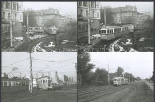 cca 1970-1980 Budapesti villamosok, 4 db fotó, későbbi nagyítások, 10×15 cm