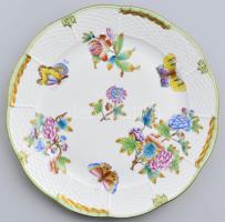 Herendi Viktória mintás lapos tányér szett, 6 db, jelzett, hibátlan, d: 25,5 cm
