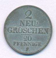 Német Államok / Szászország-Albertine 1856F 2gr (20pf) Ag II. Frigyes Ágost T:2 German States / Saxony-Albertine 1856F 2 Groschen (20 Pfennig) Ag Friedrich August II C:VF Krause KM# 1160