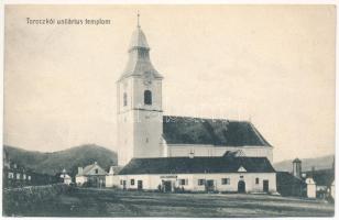 1910 Torockó, Toroczkó, Rimetea; Unitárius templom, Wernes István üzlete és saját kiadása / Unitarian church, publisher's shop (EK)