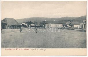 1906 Kovászna, Covasna; Fő tér, Pokolsár fürdő / main square, spa, bath (EK)