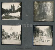 1933 Gödöllő, cserkész jamboree, 5 db albumlapra ragasztott fotó, 6×6 cm