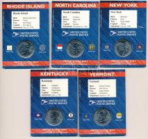 Amerikai Egyesült Államok 2001. 1/4$ Cu-Ni "50 állam" (5xklf) bélyeges karton díszlapon T:...