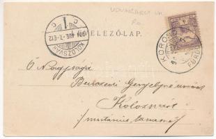 1901 Korond, Corund; Üdvözlet Korond-gyógyfürdőről! A Magyar Gleichenberg. Gáspár Gyula kiadása / sp...