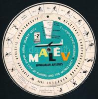 1966 VIII. Atlétikai EB Budapest MALÉV és TOTO reklámos forgatható korongja