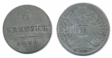 Ausztria 1849A 6kr Ag + 1870. 20kr Ag "Ferenc József" T:VF,F patina Austria 1849A 6 Kreuze...