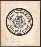 1946 Magyar Dohányjövedék Általános Eladás reklámgrafika, Végh Gusztáv (1889-1973) grafikája, 28×24 cm