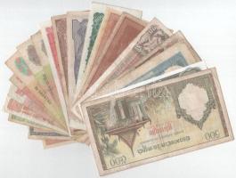 21db-os külföldi, vegyes bankjegytétel, közte Észak Korea 1978. 100W + Kambodzsa 1972. 500R + Románi...