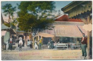 Orsova, Ada Kaleh török sziget, Török bazár és kávézó. Vasúti levelezőlapárusítás 6. sz. 1918. / Bazarul / Ada Kaleh-Insel / Turkish island, bazaar and café (ragasztónyom / glue marks)