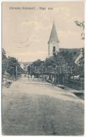 1922 Kolozs, Cojocna; Nagy utca, templom. Singer Jakab kiadása / street view, church (EK)