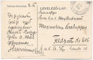 1915 Székelyudvarhely, Odorheiu Secuiesc; Haberstumpf Villa. Rajta Haberstumpf levele egy k.u.k. főh...