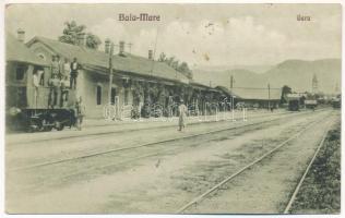 1940 Nagybánya, Baia Mare; vasútállomás, vonat, gőzmozdony / Gara / railway station, train, locomotive + "1940 Nagybánya visszatért" So. Stpl. (EB)