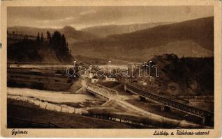 Gyimes, Ghimes; Magyar-román országhatár a Rákóczi várrommal, vasúti híd. Foto Seiwarth felvétele / castle ruins, Hungarian-Romanian border, railway bridge (EK)