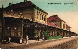 1915 Szatmárnémeti, Szatmár, Satu Mare; Pályaudvar, vasútállomás. Vasúti levelezőlapárusítás 2136. / railway station (EB)