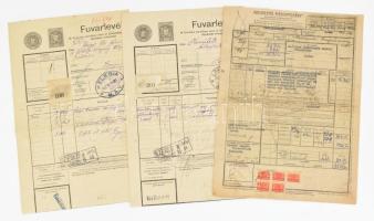 1927-1948 Fuvarlevelek, 3 db, közte két díjjegyes, egy 5 x 1Ft "Lánchíd javára" bélyeggel