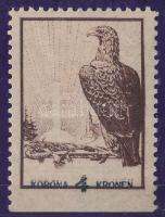 Nyugat-Magyarország IX. 1921 4K bélyeg, alul vágott, elcsúszott értékjelzés / imperforate below, shifted number. Signed: Bodor