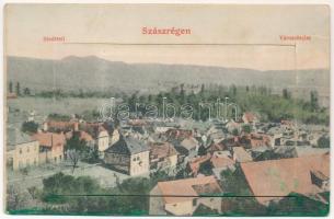 Szászrégen, Reghin; Stadtteil / Város részlet. leporellólap 10 képpel. W. Schebesch kiadása / leporellocard with 10 pictures (EK)