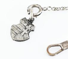 Ezüst (Ag) óralánc Kossuth-címeres medállal, jelzett, össz. 9 g, h: 37 cm