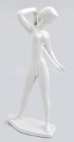 Drasche törölköző női akt, fehér mázas porcelán figura, jelzett, kis máz kopással, m: 19 cm