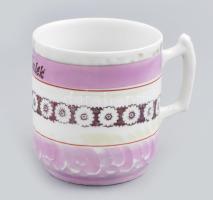 Antik Emlék bögre, kopással, m: 8,5 cm