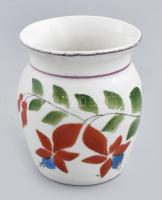 Antik tejfölös csupor, kézzel festett, kopással, m: 10 cm