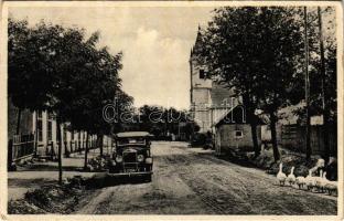 Csallóközaranyos, Aranyos, Zlatná na Ostrove; utca, automobil, templom / street view, automobile, church (fa)