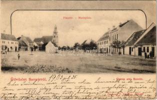 1903 Sasvár, Sassin, Sastín (Sasvár-Morvaőr, Sastín-Stráze); Piactér. Emánuel J. kiadása / Marktplatz / market square (EK)