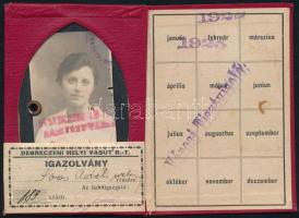 1922 A Debreceni Helyi Vasút RT fényképes igazolványa szecessziós egészvászon kötésben