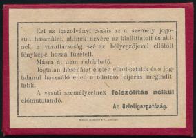 1922 A Debreceni Helyi Vasút RT fényképes igazolványa szecessziós egészvászon kötésben