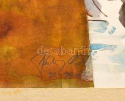 Szalay Pál (1953-2015): Társaság bohóccal. Vegyes technika, kollázs papír. Jelezve jobbra lent. Pasz...