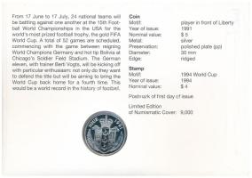 Niue 1991. 5D Ag "1994-es Labdarúgó Világbajnokság - Egyesült Államok" érmés boríték, bély...