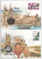 5db-os érmés boríték tétel, mind különféle és német nyelvű tájékoztatóval, benne: Pápua Új-Guinea, G...