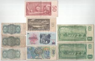 Csehszlovákia 1960. 10K + 1961. 3K (3x) + 100K (2x) + 1964. 50K + 1970. 20K + 1988. 20K T:F,VG
Czec...