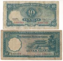 Kína / The Central Bank of China 1936. 10Y + 1941. 10Y T:VG folt, kis szakadás
China / The Central ...