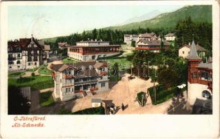 1903 Tátrafüred, Ótátrafüred, Bad Altschmecks, Stary Smokovec (Magas-Tátra, Vysoké Tatry); étterem, Maurer Adolf üzlete. Cattarino Sándor kiadása / restaurant, shop (EK)