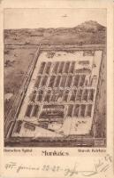 Munkács Military barack hospital with  airplane (Klösz postcard)