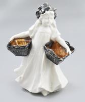 Lány kosarakkal. Kopással, sorszámozott, m: 21,5 cm