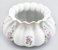 Zsolnay hólyagos alakú váza, matricás virágmintával, jelzéssel, d: 15 cm, m: 9,5 cm