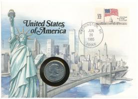 Amerikai Egyesült Államok 1979D 1$ Cu-Ni Susan B. Anthony felbélyegzett borítékban, bélyegzéssel, német nyelvű leírással T:AU USA 1979D 1 Dollar Cu-Ni Susan B. Anthony in envelope with stamp, cancellation and a prospectus in german C:AU