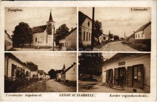 1944 Dobronak, Lendvavásárhely, Dobrovnik; Templom, utca, Posta, Kápolna, Kovács üzlete, kerékpár / church, street view, post office, chapel, shop, bicycle (EB)