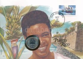 Amerikai Egyesült Államok / Puerto Rico 1993. 25c Cu felbélyegzett borítékban, bélyegzéssel, német nyelvű leírással T:UNC  USA / Puerto Rico 1993. 25 Cents Cu in envelope with stamp, cancellation and a prospectus in german C:UNC