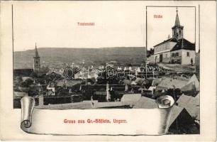 1909 Nagyhöflány, Grosshöflein, Großhöflein; Totalansicht, Kirche / látkép, templom. M. Gassner kiadása / general view, church