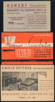 3 db bútor reklámlap: Grosz Henrik butorkereskedő, Kisipari Szinesbutor, Kenedi Színesbutor. 15x10 cm körül