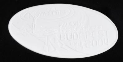 Herendi atlétikai vb 2004 plakett, dobozában, 15,5x8 cm