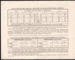 1913 Magyar-Horvát Tengeri Gőzhajózási Részvénytársaság Fiume gőzhajószolgálat, téli idény 1913-1914...