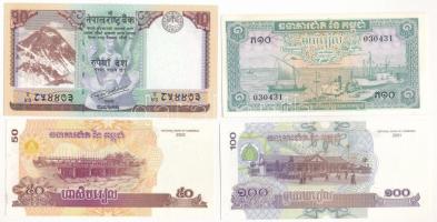7 darabos vegyes külföldi bankjegy tétel, közte Nepál, Kambodzsa, Argentína T:I,I-
7 pieces mixed b...