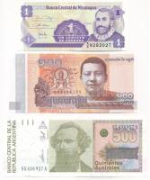 7 darabos vegyes külföldi bankjegy tétel, közte Nepál, Kambodzsa, Argentína T:I,I-
7 pieces mixed b...