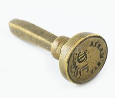 I.D. monogramos pecsétnyomó Ave Maria felirattal. Bronz. XVIII. sz. 5 cm / Antique bronze seal maker